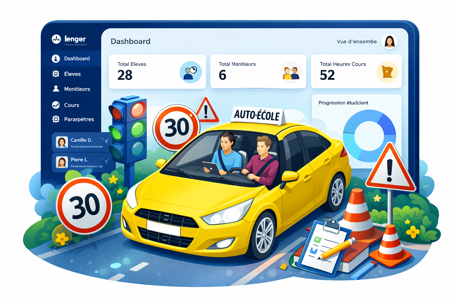 Interface Autovia — espace auto-école